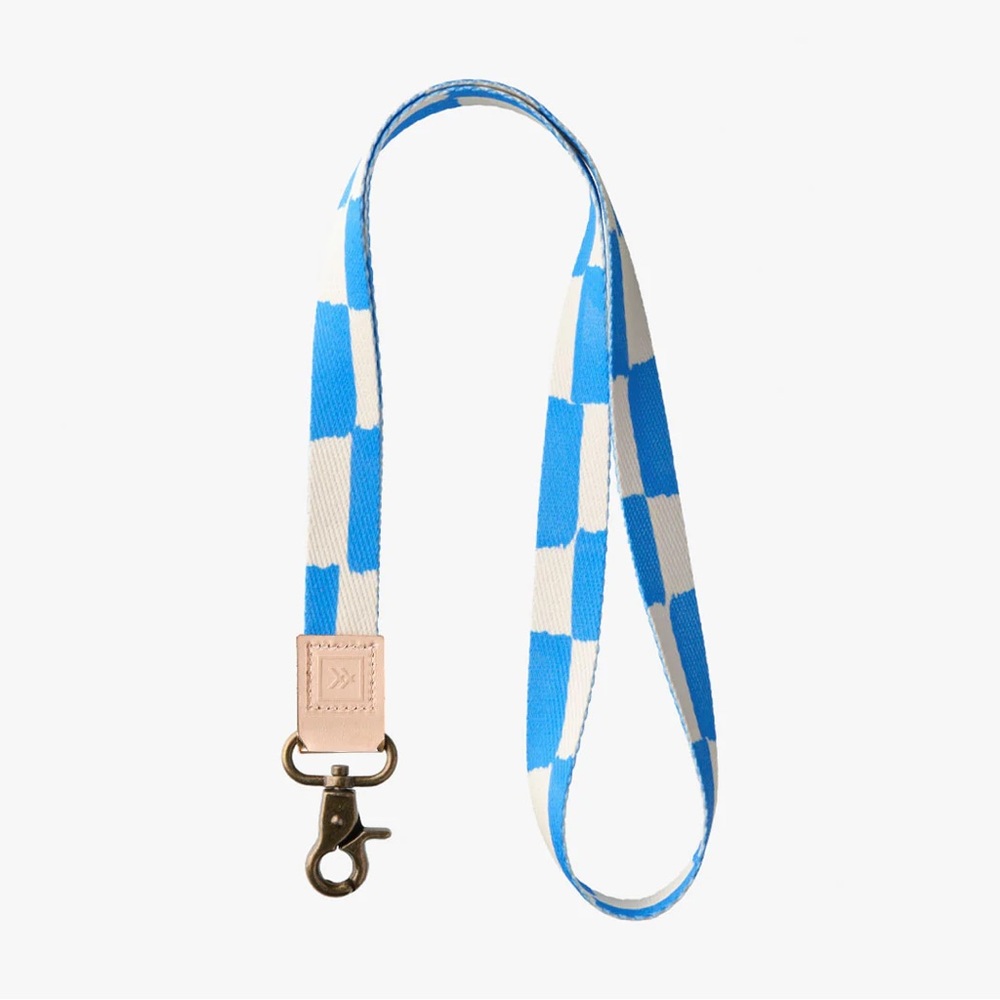 Thread Wallets Blue and White Checkered Lanyard